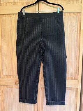 LOFT Black Striped Pull-On Knit Trousers